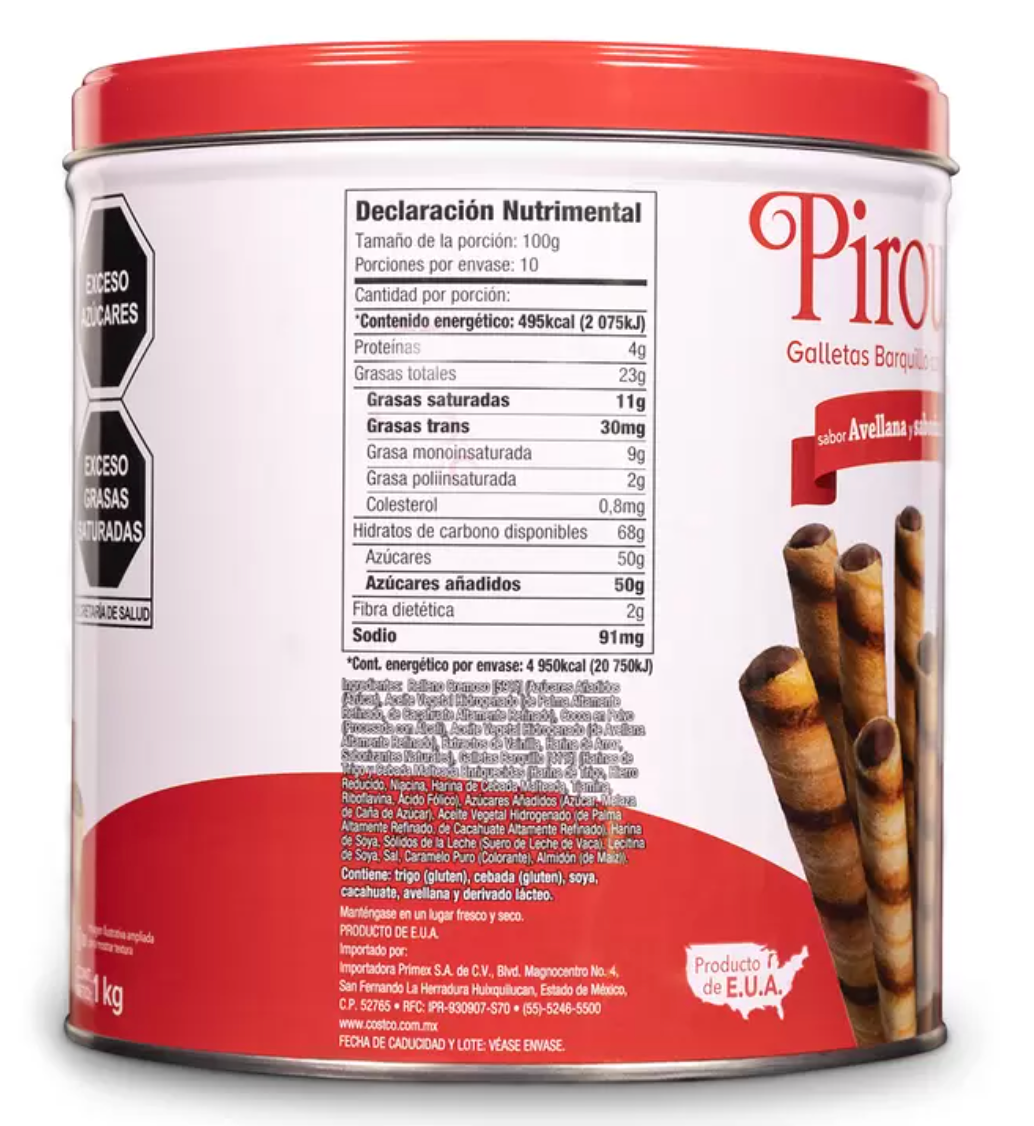 Pirouline Galletas Barquillo Con Relleno Cremoso 1 kg - KOZ