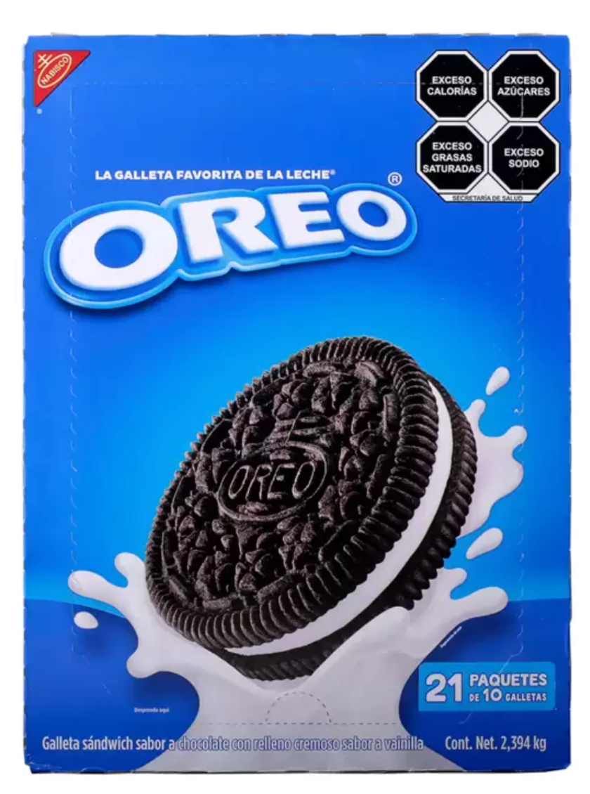 Oreo Galletas Sabor Chocolate con Relleno Sabor Vainilla 21 pzas de 114 grs - .