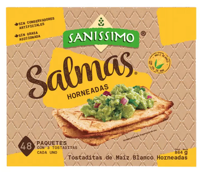 Sanissimo Salmas Tostadas de Maíz Horneadas 48 pzas de 18 grs - .
