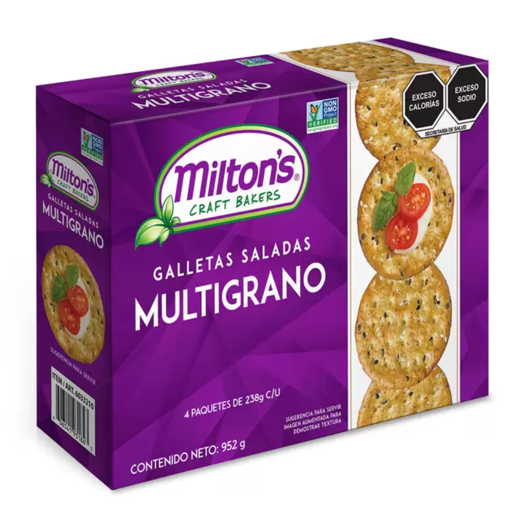 Milton's Galletas Saladas Multigrano 4 pzas de 238 grs - KOZ