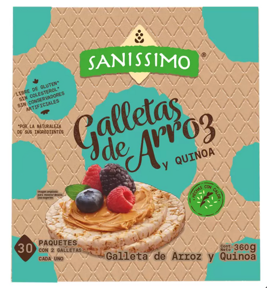 Sanissimo Galletas de Arroz y Quinoa 30 pzas de 12 grs - KOZ