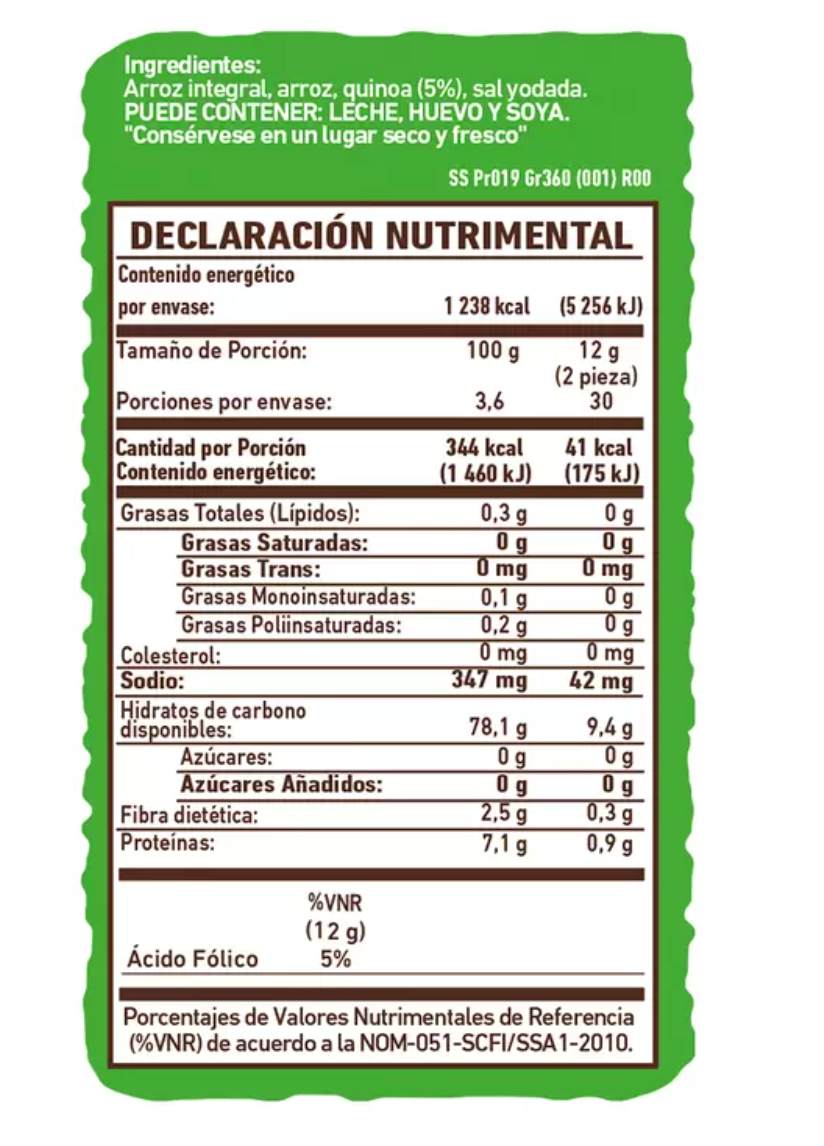 Sanissimo Galletas de Arroz y Quinoa 30 pzas de 12 grs - KOZ