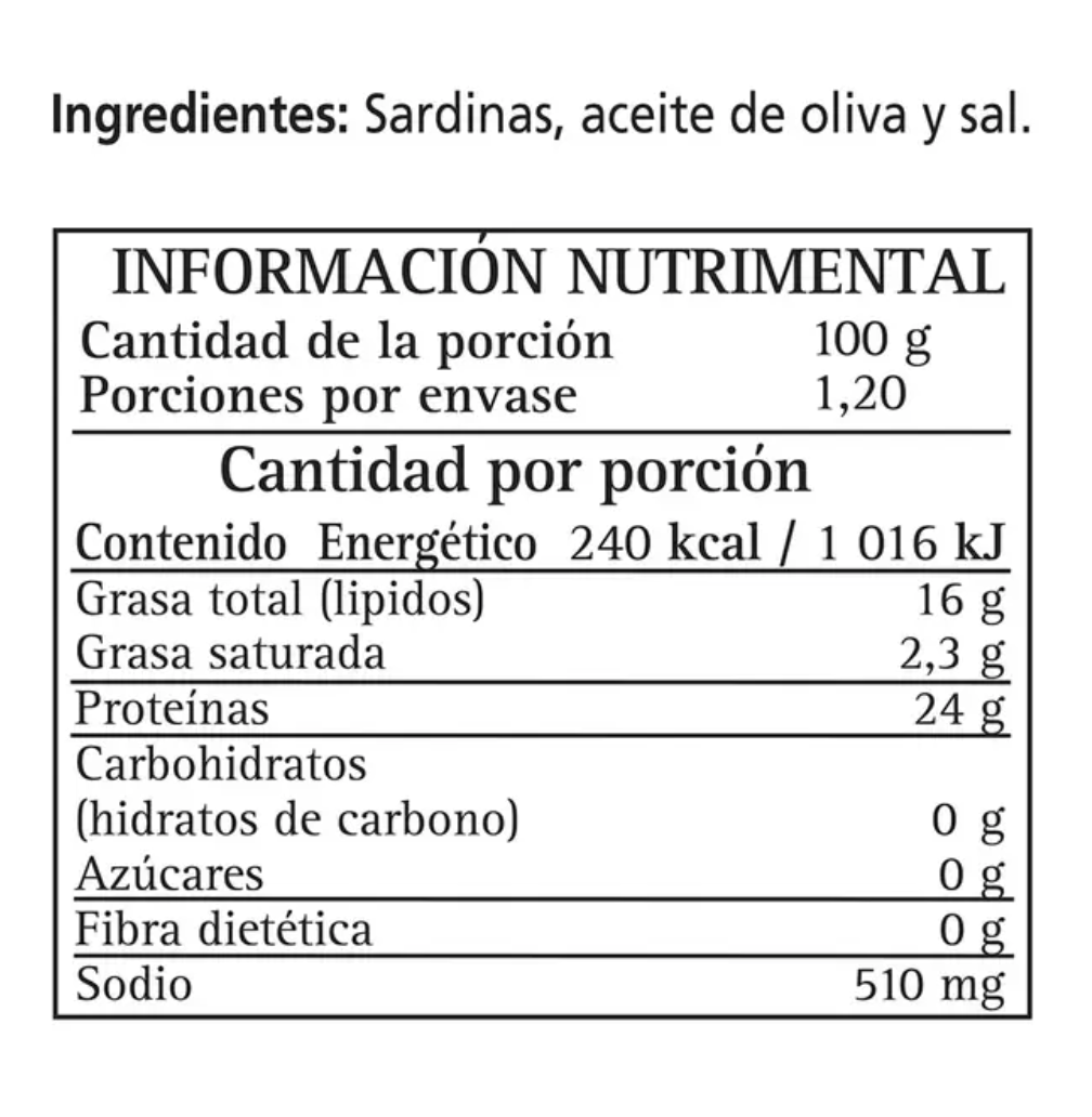 Vigilante Sardinas en Aceite de Oliva 4 piezas de 120 grs - KOZ