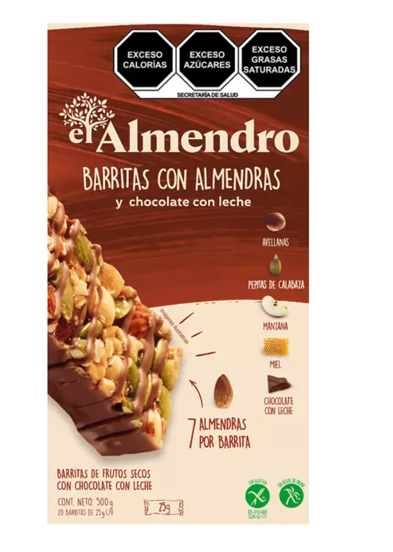 El Almendro Barras con Almendras y Chocolate 500 grs - KOZ