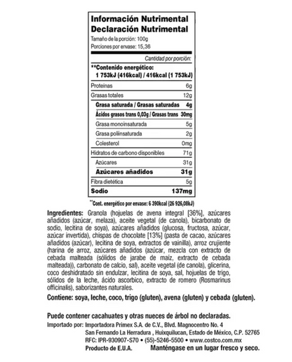 Kirkland Signature Soft & Chewy Barras de Granola 64 piezas de 24 grs - KOZ