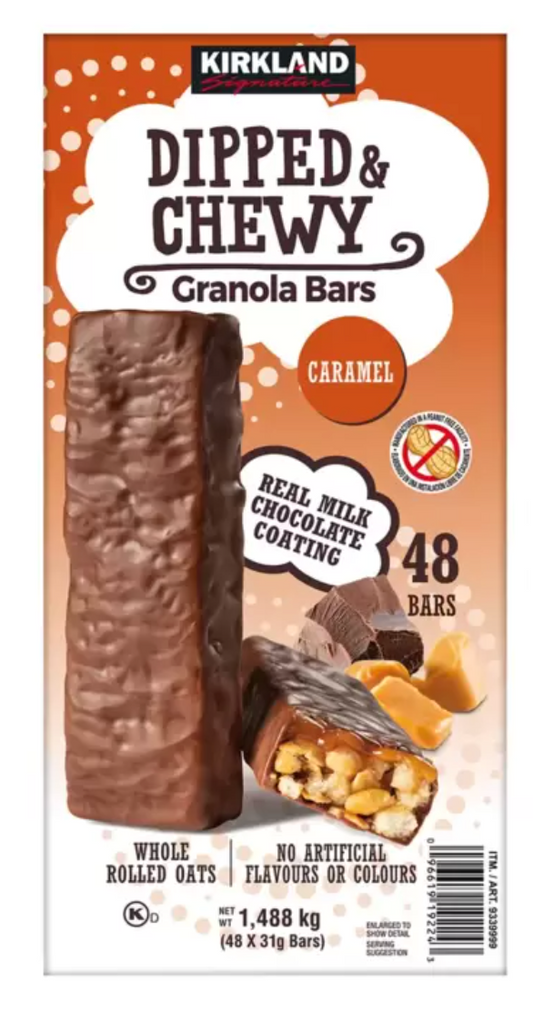 Kirkland Signature Dipped & Chewy Barras de Granola con Caramelo 48 piezas de 31 grs - .