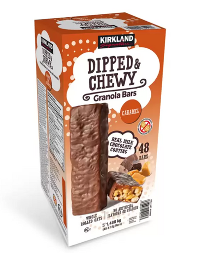 Kirkland Signature Dipped & Chewy Barras de Granola con Caramelo 48 piezas de 31 grs - .