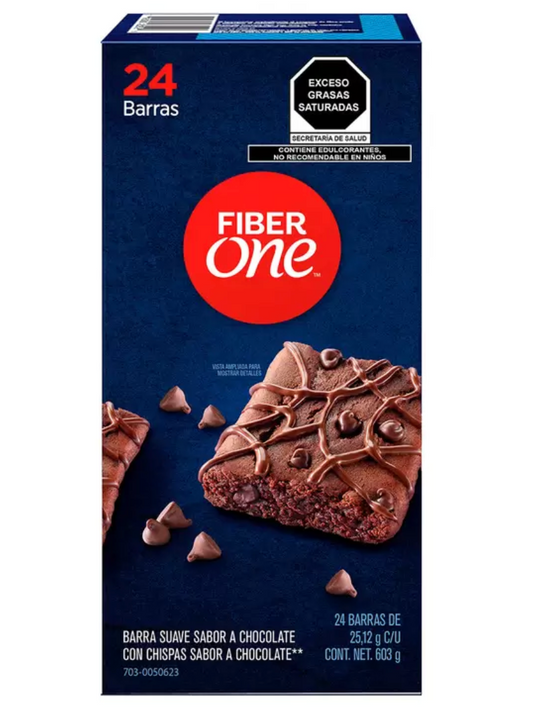 Fiber One Barras Suave Estilo Brownie con Chispas de Chocolate 24 piezas de 25 grs - .