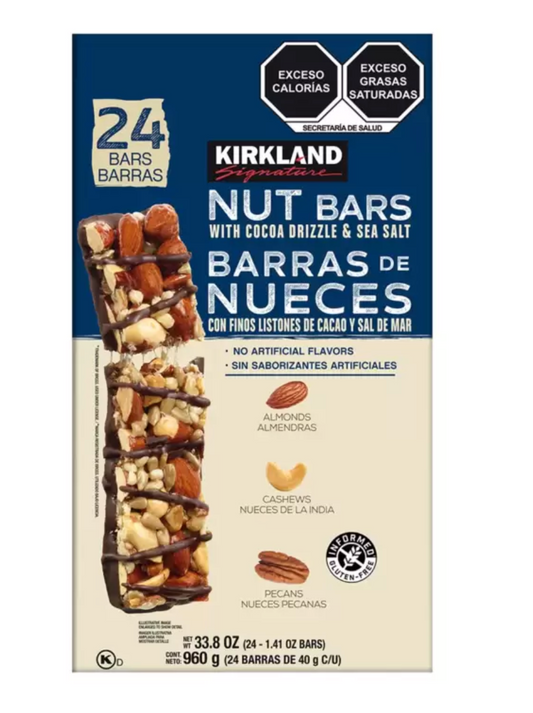 Kirkland Signature Barras de Nueces con Cacao y Sal de Mar 24 piezas de 40 grs - .