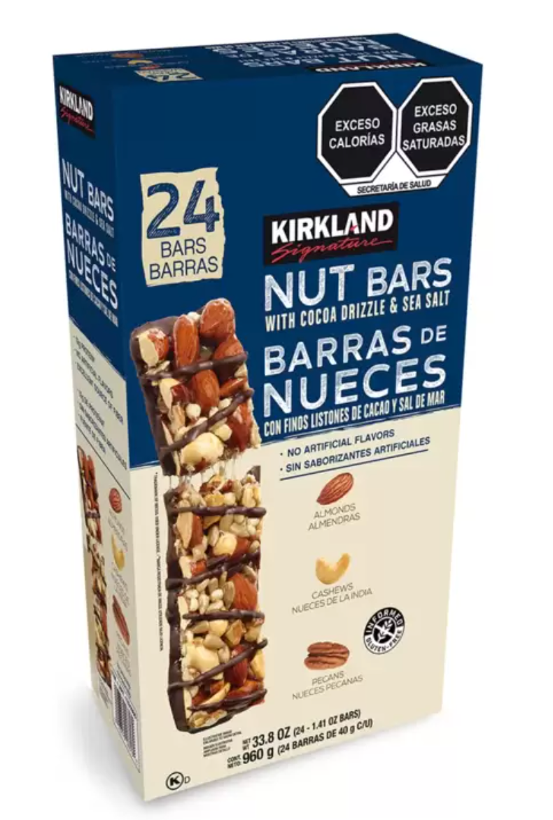Kirkland Signature Barras de Nueces con Cacao y Sal de Mar 24 piezas de 40 grs - .