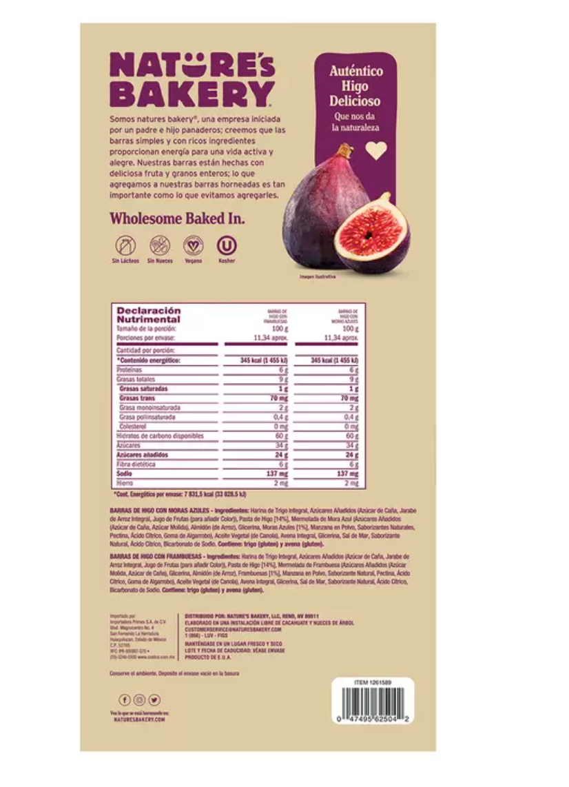 Nature's Bakery Surtido de Barras de Higo 40 piezas de 56.7 grs - .