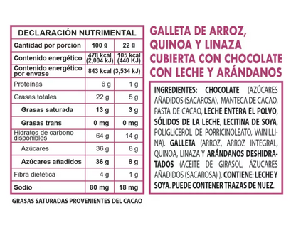 Alquimia Viva Galletas de Arroz, Quinoa y Linaza Cubiertas de Chocolate 352 grs - .