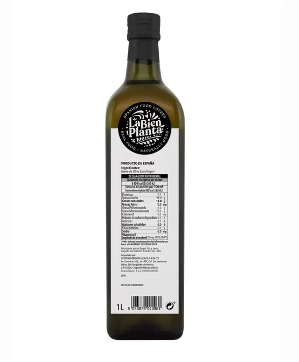 La Bien Planta Hojiblanca Aceite de Oliva Extra Virgen Español 1 L - KOZ