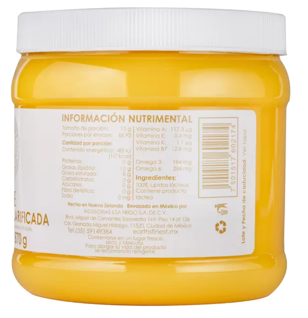 Earth's Finest Ghee Mantequilla Clarificada 870 grs - .