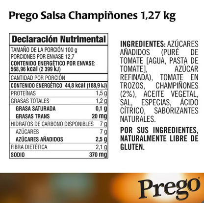 Prego Salsa con Champiñones 2 piezas de 1.27 kg - KOZ