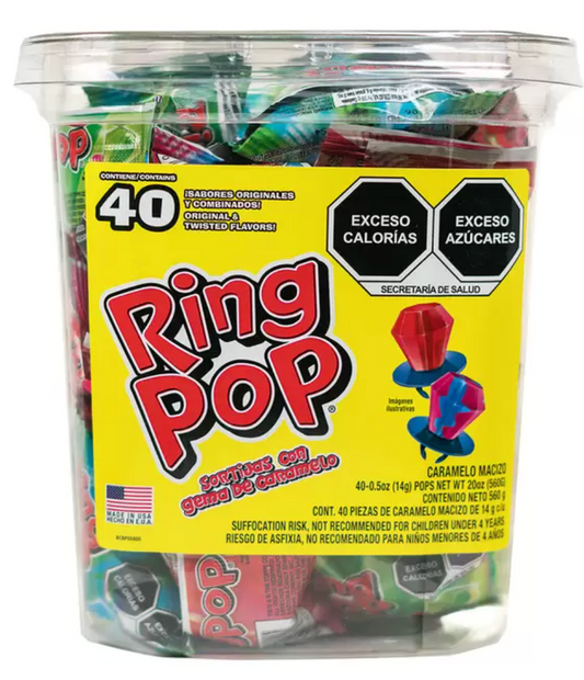 Ring Pop Anillos de Caramelo 40 pzas de 14 grs - KOZ