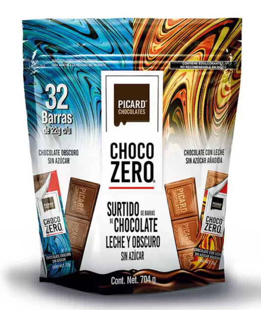 Picard Chocozero Surtido de Barras de Chocolate sin Azúcar 32 pzas de 22 grs - .