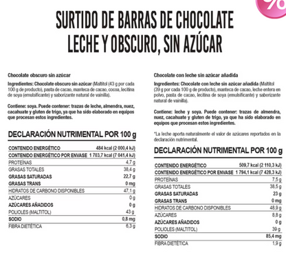 Picard Chocozero Surtido de Barras de Chocolate sin Azúcar 32 pzas de 22 grs - .
