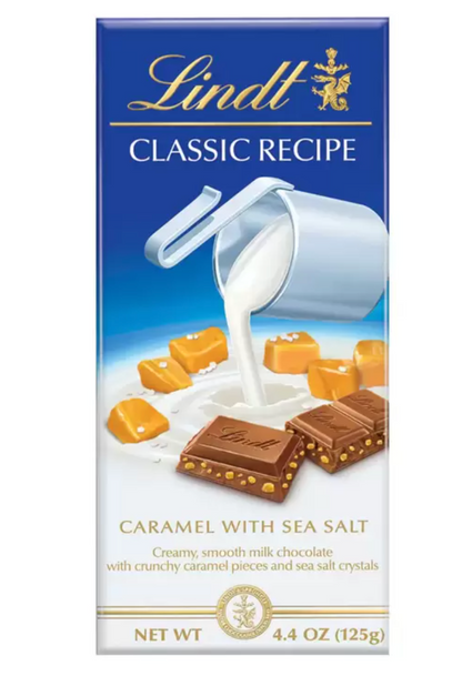 Lindt Barras de Chocolate, Avellana y Caramelo 4 pzas de 125 grs - KOZ