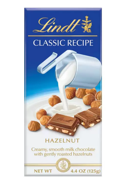Lindt Barras de Chocolate, Avellana y Caramelo 4 pzas de 125 grs - KOZ