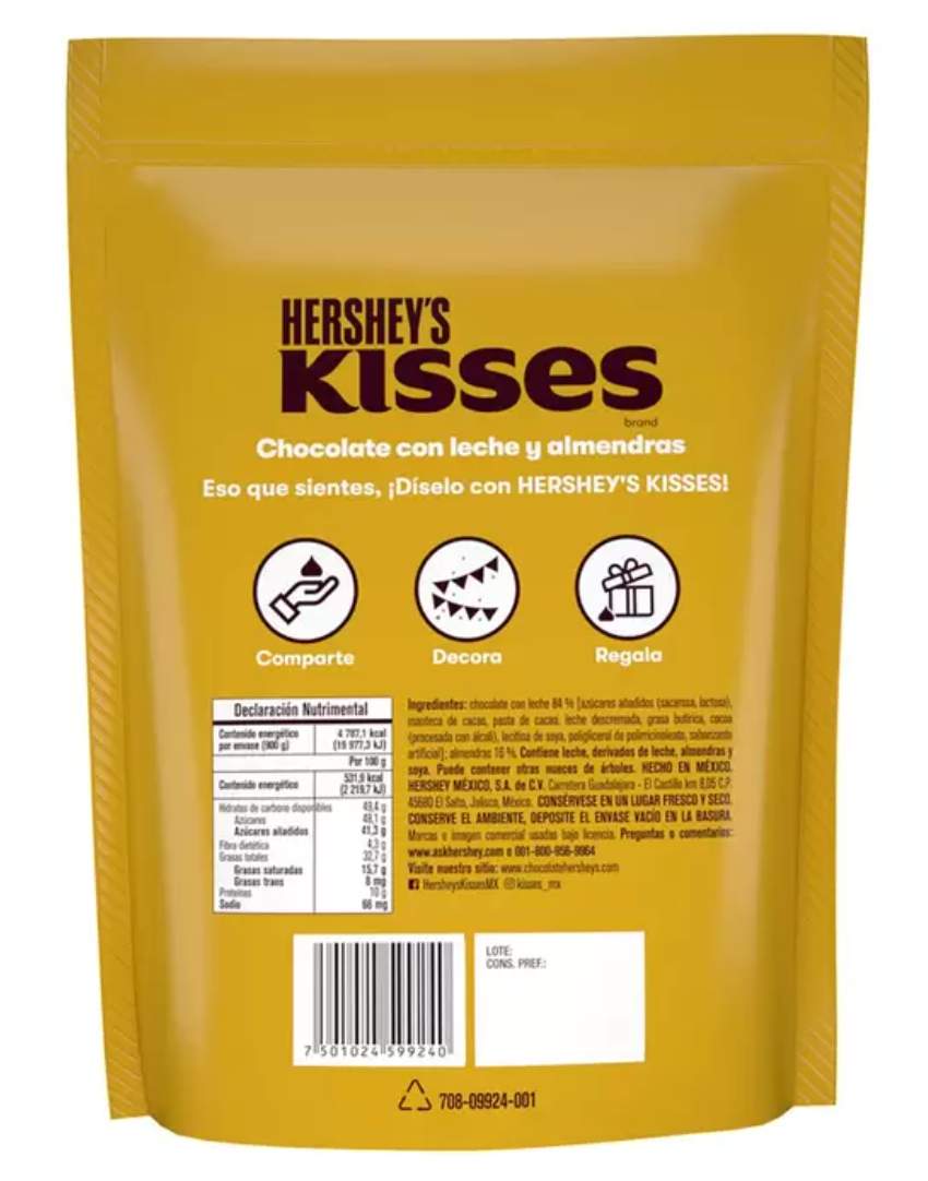 Hershey's Kisses Chocolates y Almendras 900 grs - KOZ