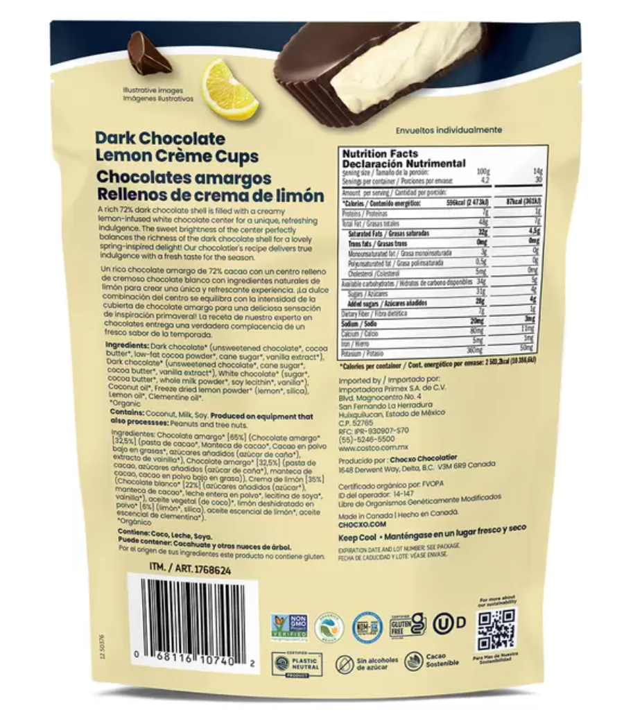 Chocxo Chocolates Amargos Rellenos de Crema de Limón 420 grs - KOZ