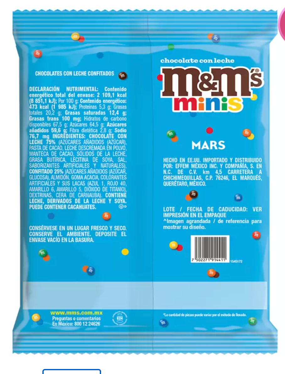 M&M's Minis Chocolates con Leche Confitados 446 grs - KOZ