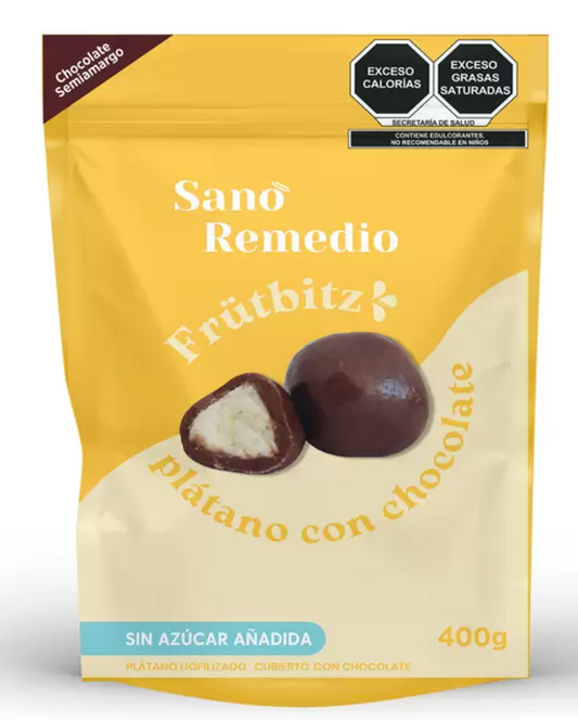 Sano Remedio Frütbitz de Plátano con Chocolate 400 grs - .