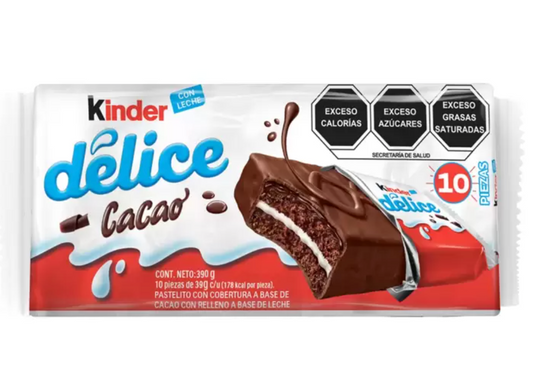 Kinder Délice Pastelito con Cobertura a Base de Cacao 10 piezas de 39 grs - .