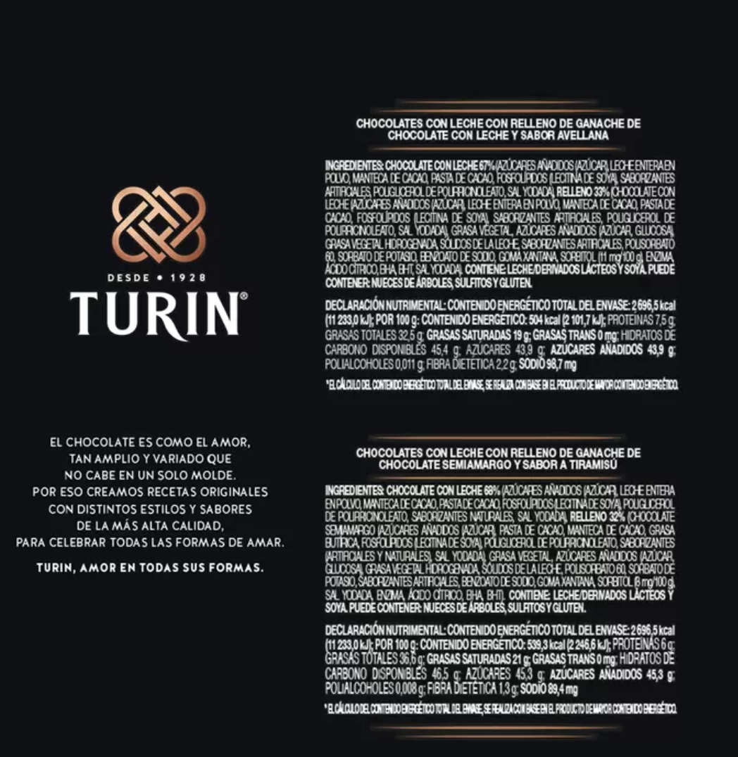 Turin Masterpieces Surtido de Chocolates con Relleno Suave 500 grs - KOZ