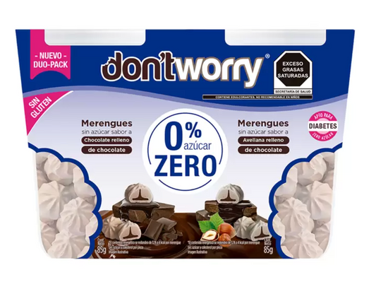 Don't Worry Merengues Chocolate y Avellana 2 pzas de 85 grs - KOZ