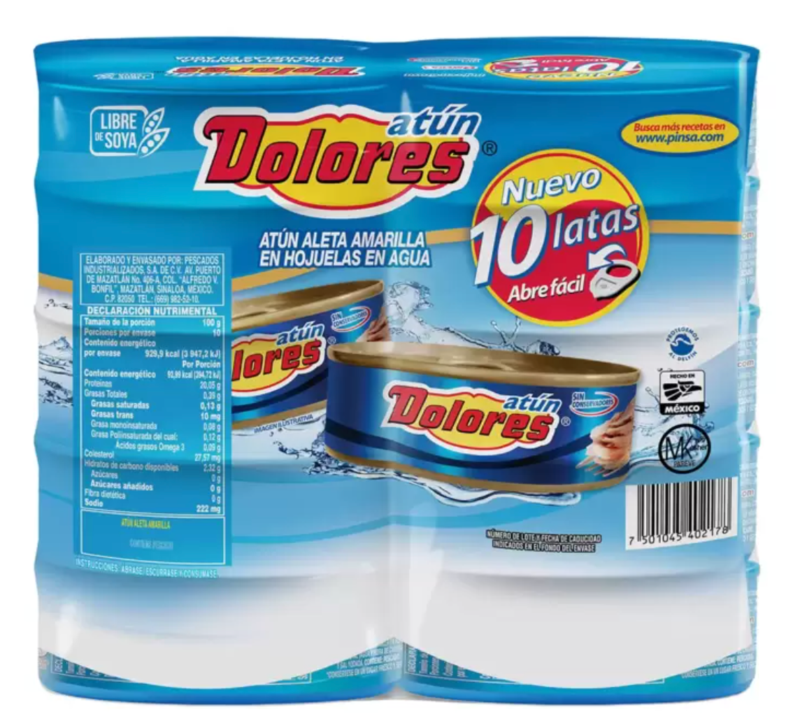 Dolores Atún en Agua 10 piezas de 140 grs - .