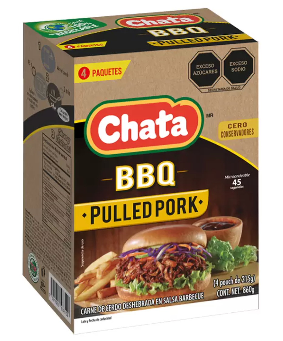 Chata Pulled Pork en Salsa BBQ 4 sobres de 860 grs - KOZ