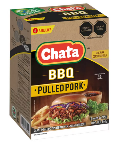 Chata Pulled Pork en Salsa BBQ 4 sobres de 860 grs - .