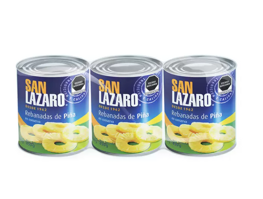 San Lazaro Rebanadas de Piña en Almíbar 3 piezas de 800 grs - KOZ