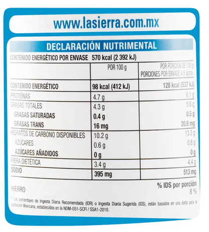 La Sierra Frijoles Refritos Negros 6 piezas de 580 grs - KOZ