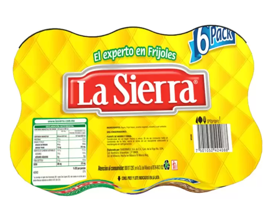 La Sierra Frijoles Bayos Refritos 6 piezas de 580 grs - .