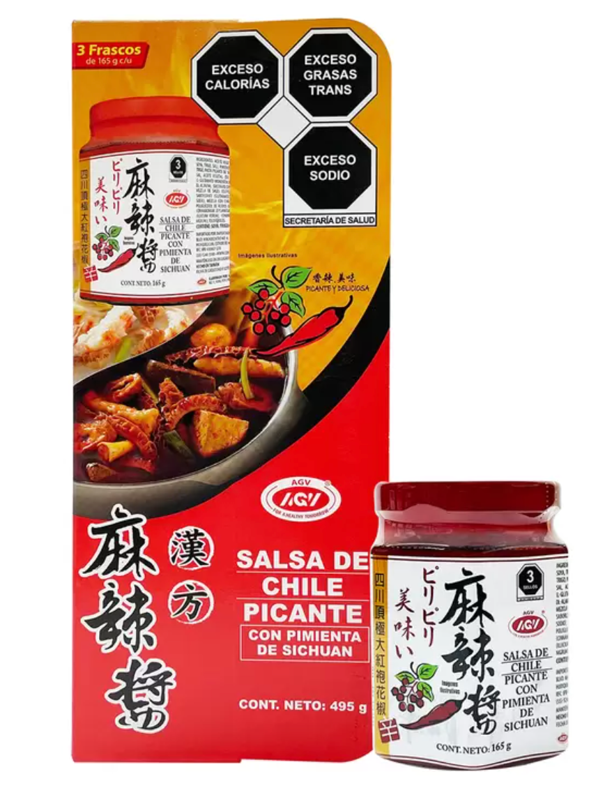 AGV Salsa de Chile Picante 3 piezas de 165 grs - KOZ