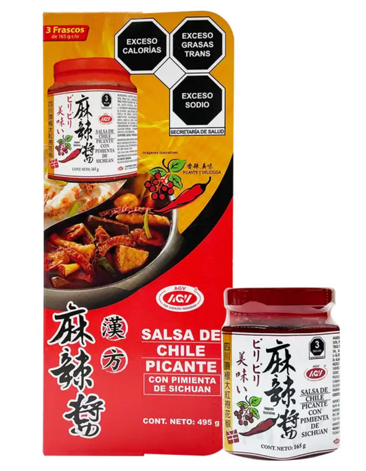 AGV Salsa de Chile Picante 3 piezas de 165 grs - KOZ