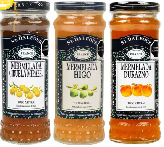Mermelada St Dalfour Paquete Surtido Sabor Ciruela Mirabel, Higo y Durazno 3 piezas de 284 gr - KOZ