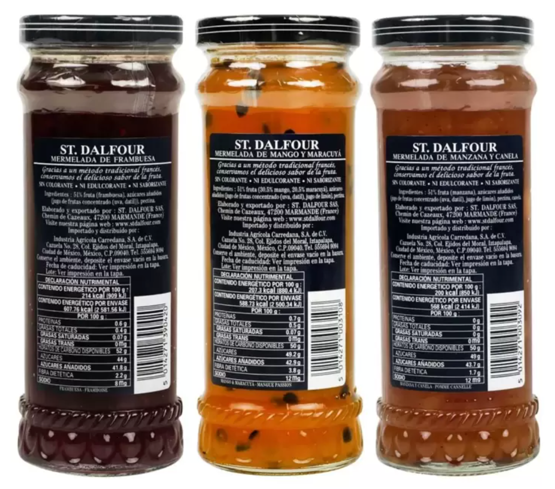 Mermelada St Dalfour Paquete Surtido Sabor Frambuesa, Mango Maracuyá y Manzana Canela 3 piezas de 284 grs - KOZ