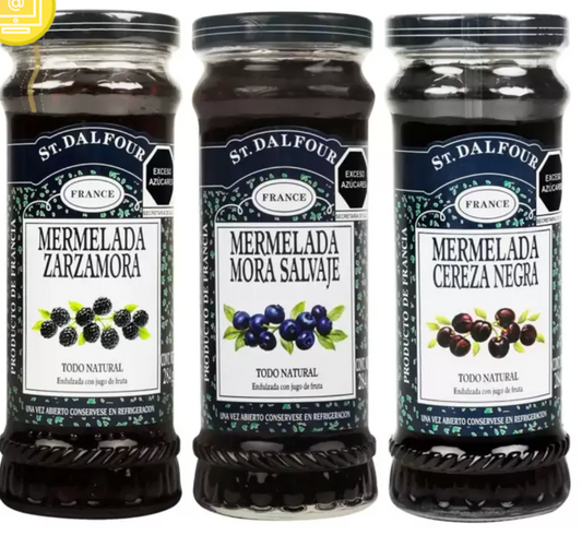 Mermelada St Dalfour Paquete Surtido Sabor Zarzamora, Mora Salvaje y Cereza 3 piezas de 284 grs - KOZ