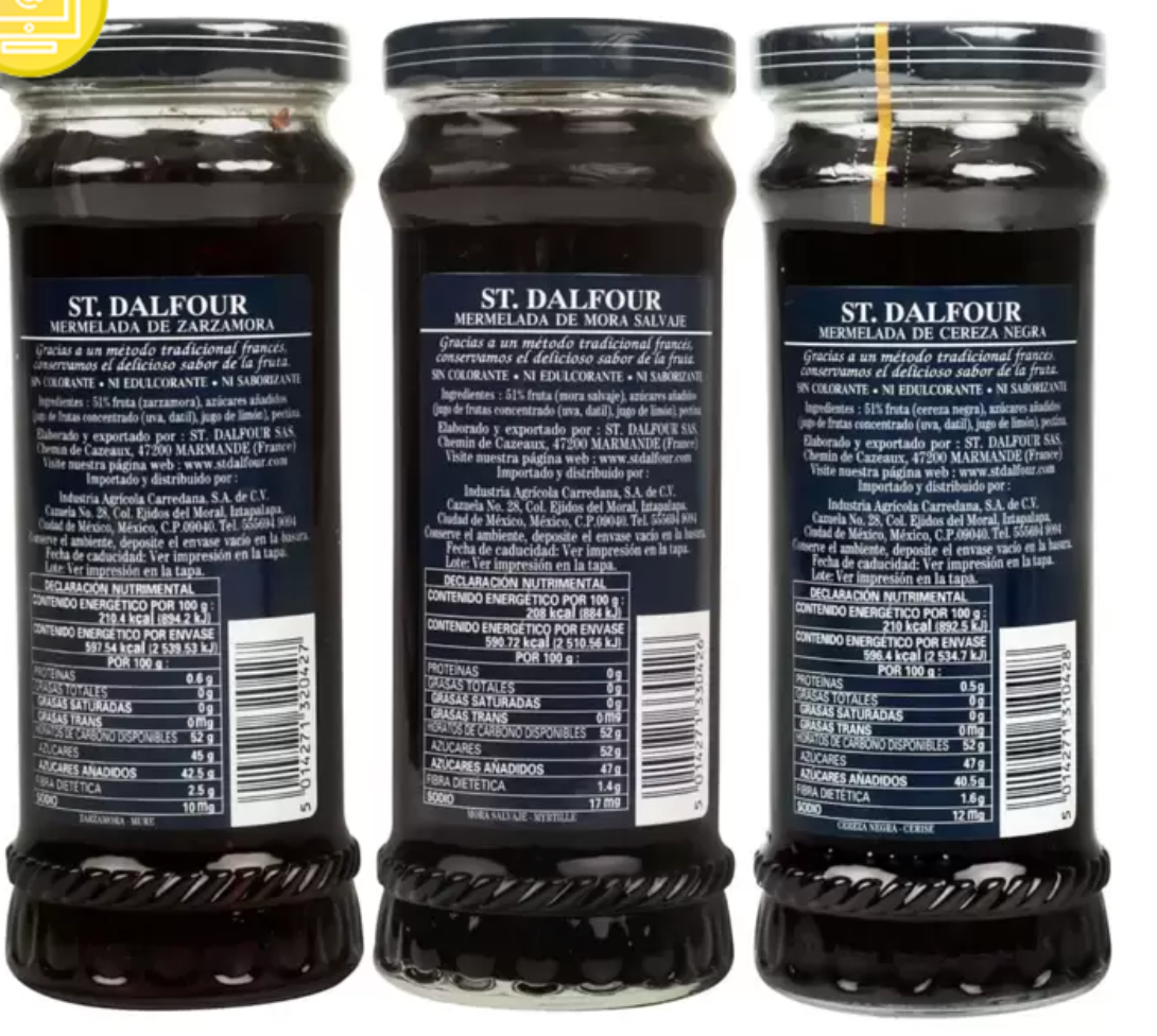 Mermelada St Dalfour Paquete Surtido Sabor Zarzamora, Mora Salvaje y Cereza 3 piezas de 284 grs - KOZ