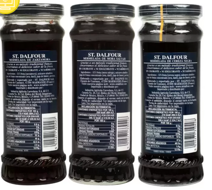 Mermelada St Dalfour Paquete Surtido Sabor Zarzamora, Mora Salvaje y Cereza 3 piezas de 284 grs - KOZ