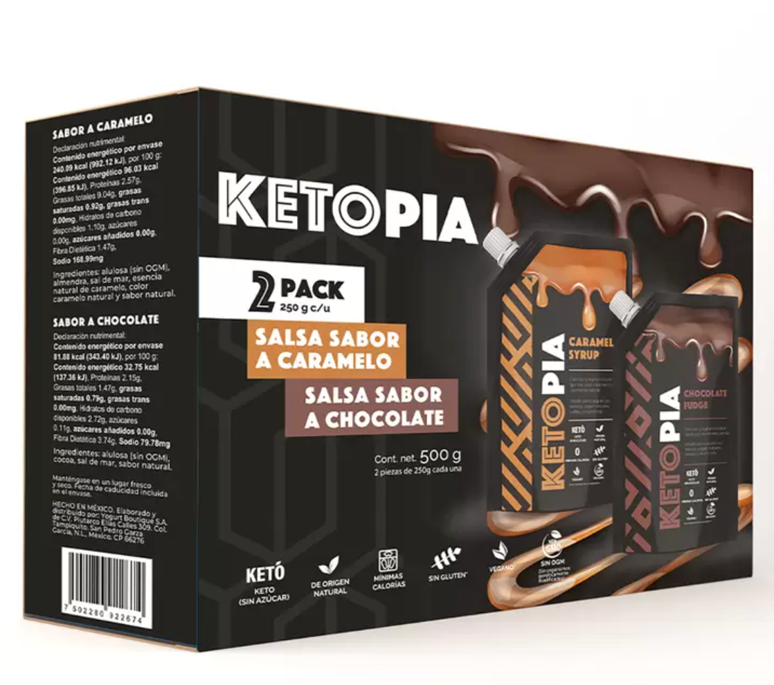 Ketopia Salsas Sabor Caramelo y Chocolate 2 piezas 250 grs - .