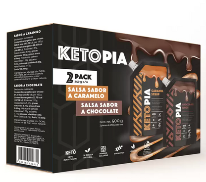 Ketopia Salsas Sabor Caramelo y Chocolate 2 piezas 250 grs - .