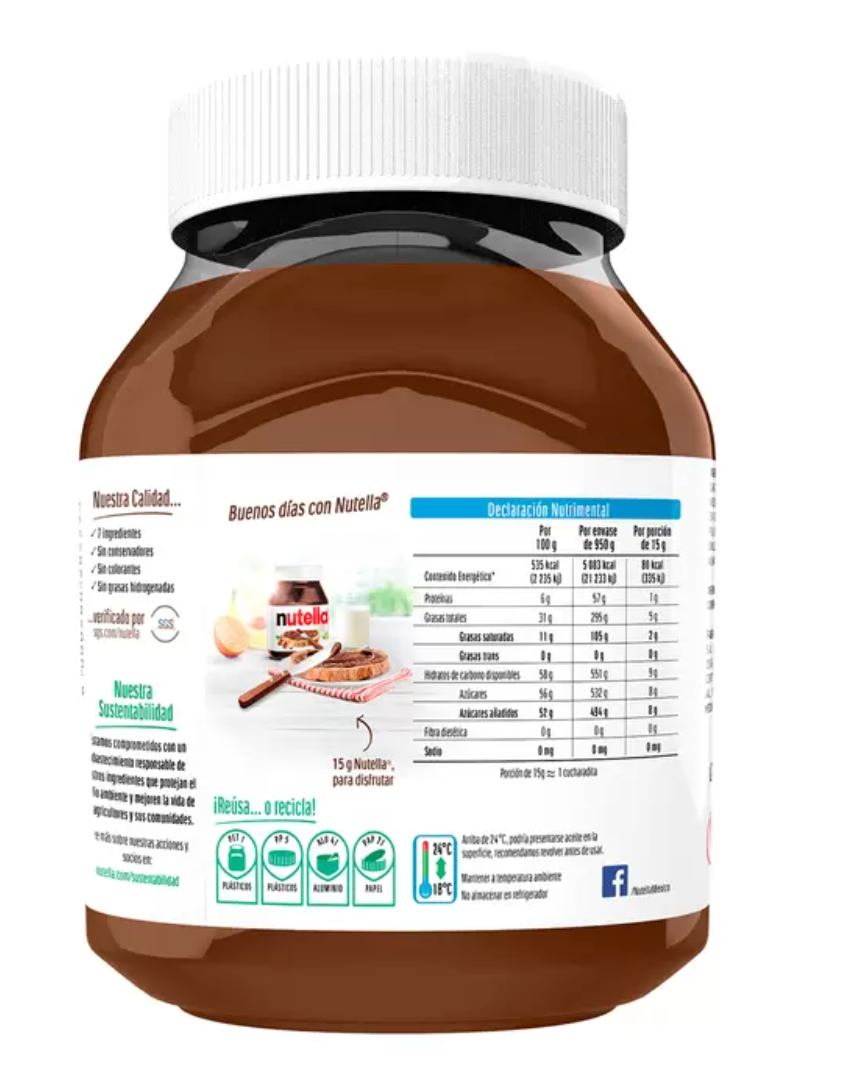 Nutella Crema de Avellanas con Cacao 950 grs - KOZ