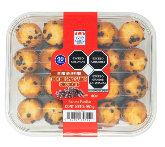 Café Valley Bakery Mini Muffins con Chispas Sabor Chocolate 960 grs - KOZ