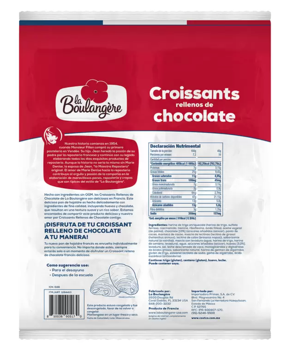 La Boulangere Croissant Relleno de Chocolate 720 gr - .