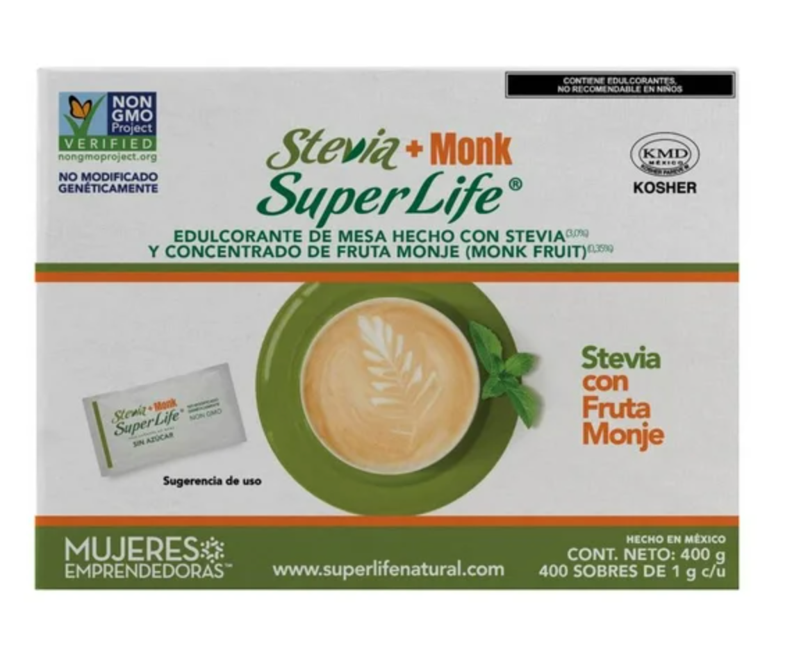 Endulzante Super Life Stevia+Monk 400 g - .